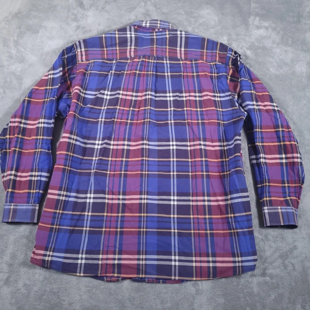 Cinch Shirt Mens 2XL Purple Blue Plaid Button Down Western‎ Rodeo Cowboy Logo